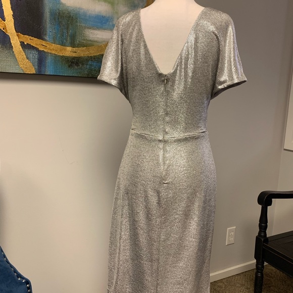 Ralph Lauren metallic silver ruched cocktail dress - Picture 5 of 7